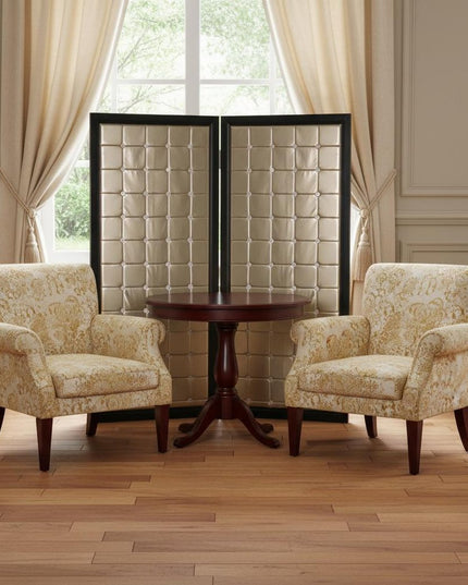 67" Gold Fabric Folding Two Panel Screen Room Divider