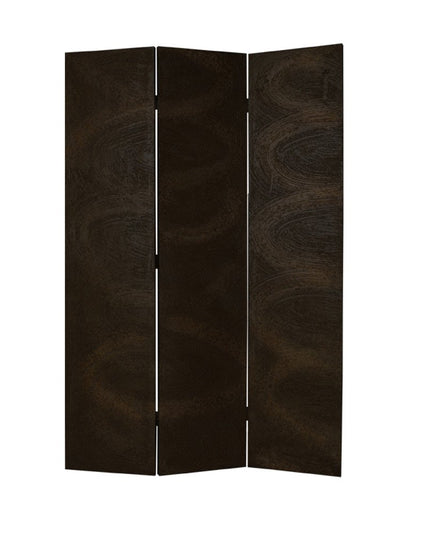 72" Black Canvas Folding Three Panel Screen Room Divider