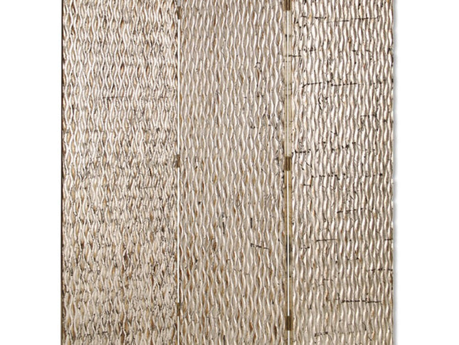 63" X 72" Silver Wood 3 Panel  Screen