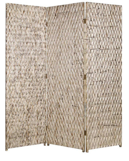 63" X 72" Silver Wood 3 Panel  Screen