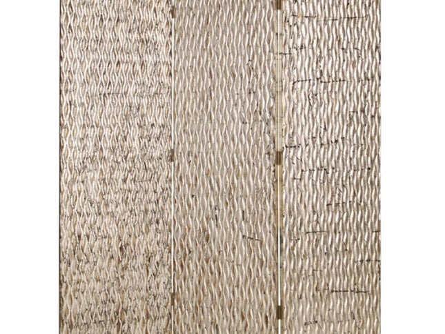 72" Silver Wood Folding Three Panel Screen Room Divider