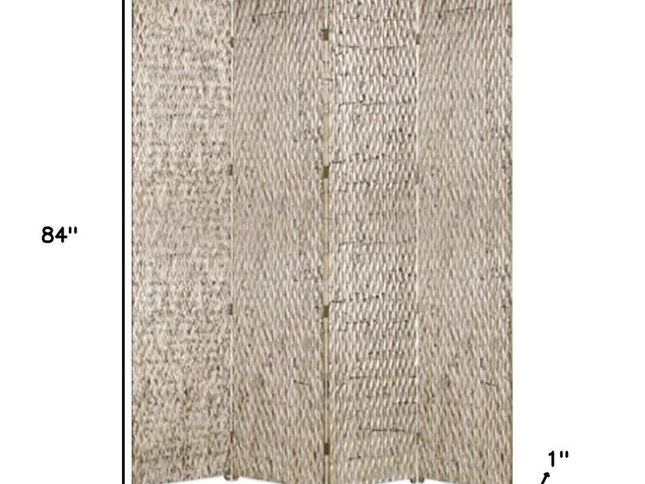 84" Silver Wood Folding Four Panel Screen Room Divider