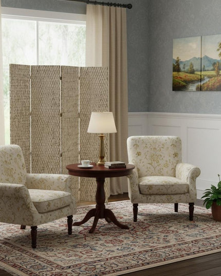 84" Silver Wood Folding Four Panel Screen Room Divider