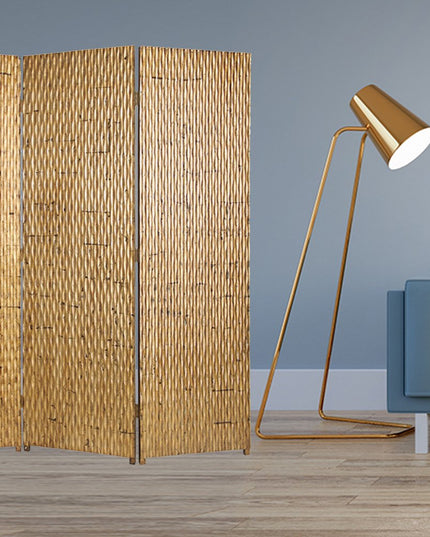 72" Silver Wood Folding Three Panel Screen Room Divider