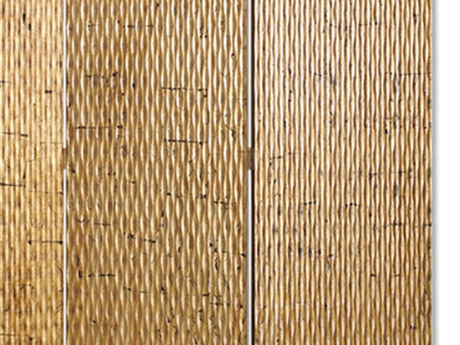 63" X 72" Silver Wood 3 Panel  Screen