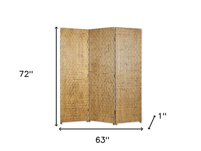 72" Silver Wood Folding Three Panel Screen Room Divider