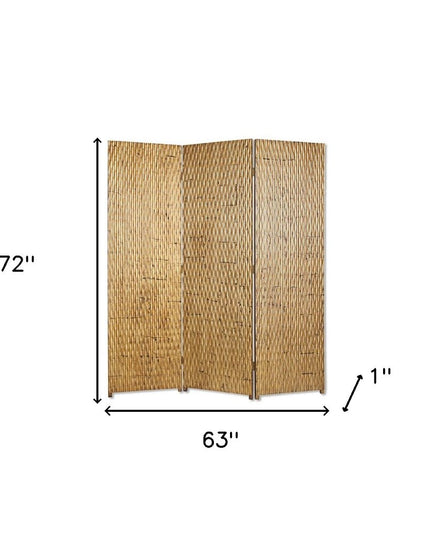 72" Silver Wood Folding Three Panel Screen Room Divider