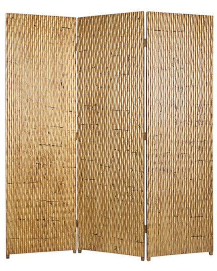 72" Silver Wood Folding Three Panel Screen Room Divider