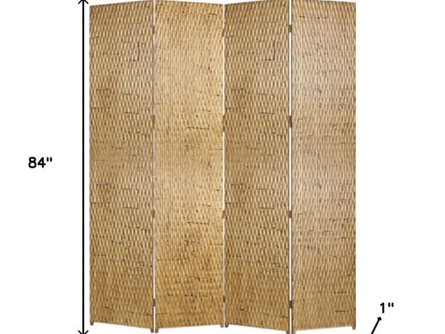 84" Silver Wood Folding Four Panel Screen Room Divider