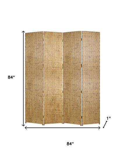 84" Silver Wood Folding Four Panel Screen Room Divider