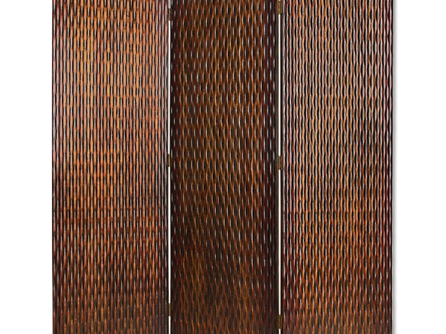 72" Brown Wood Folding Three Panel Screen Room Divider