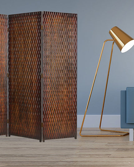 1" X 63" X 72" Brown Wood 3 Panel  Screen