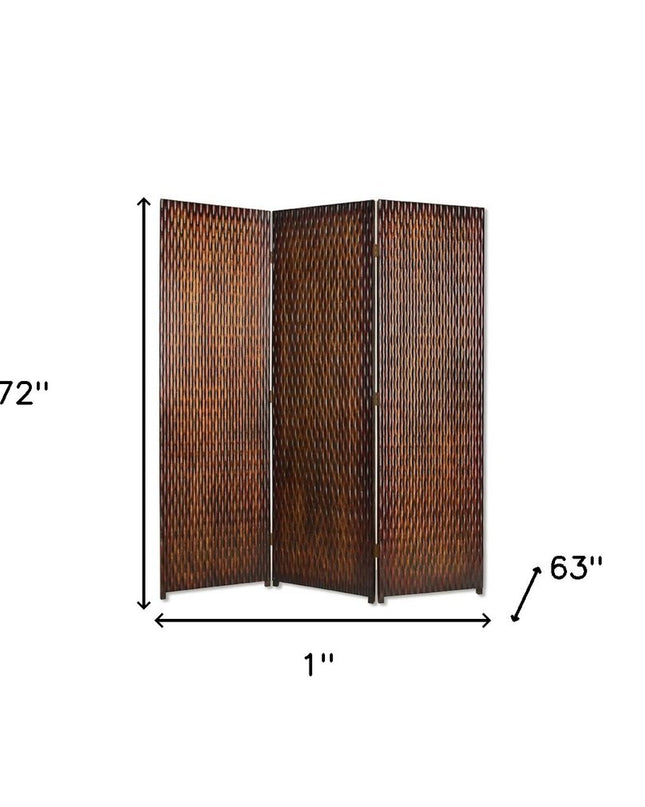 1" X 63" X 72" Brown Wood 3 Panel  Screen