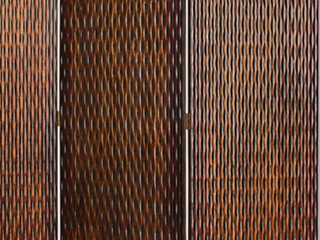 1" X 63" X 72" Brown Wood 3 Panel  Screen