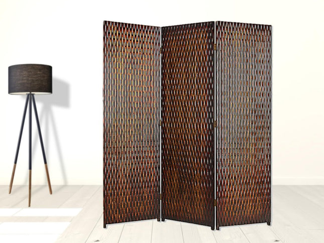 1" X 63" X 72" Brown Wood 3 Panel  Screen