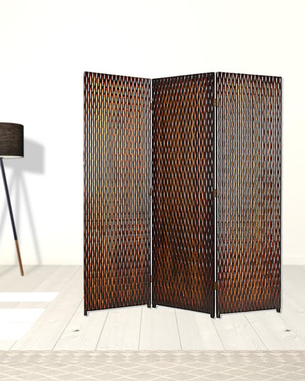 1" X 63" X 72" Brown Wood 3 Panel  Screen
