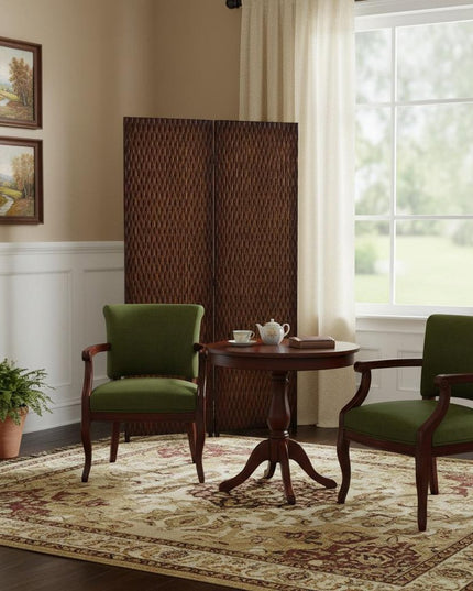 72" Brown Wood Folding Three Panel Screen Room Divider