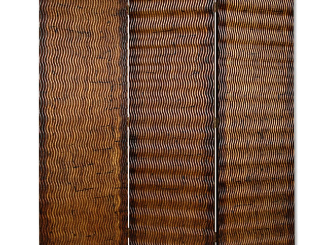 63" X 72" Brown Wood 3 Panel  Screen