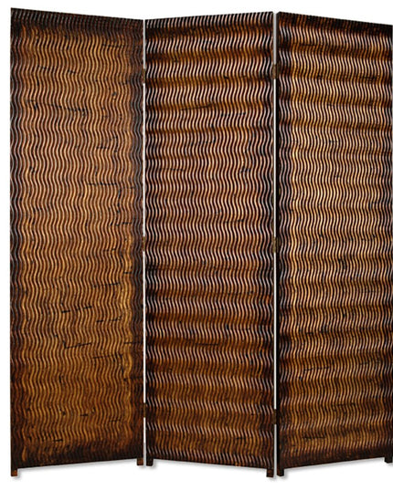 63" X 72" Brown Wood 3 Panel  Screen