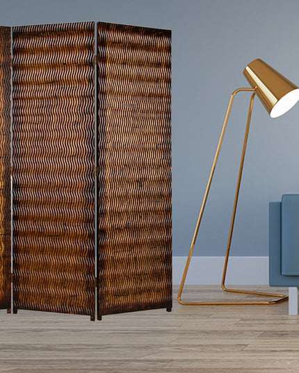 63" X 72" Brown Wood 3 Panel  Screen