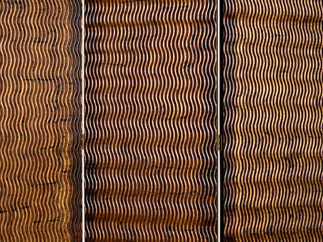 72" Brown Wood Folding Three Panel Screen Room Divider