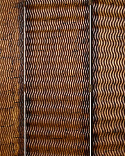 72" Brown Wood Folding Three Panel Screen Room Divider