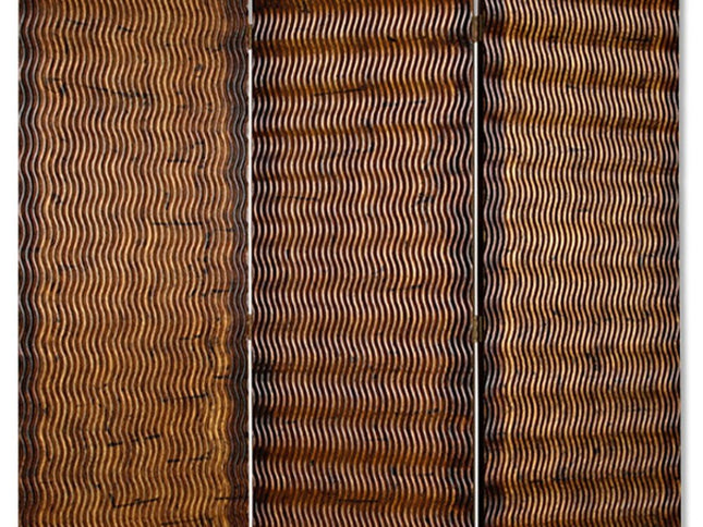 63" X 72" Brown Wood 3 Panel  Screen