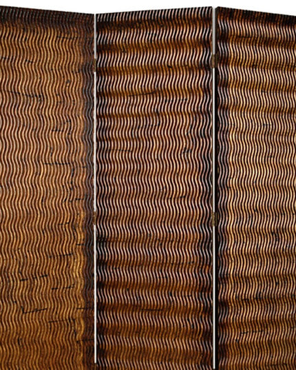63" X 72" Brown Wood 3 Panel  Screen