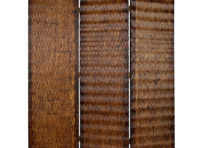 63" X 72" Brown Wood 3 Panel  Screen