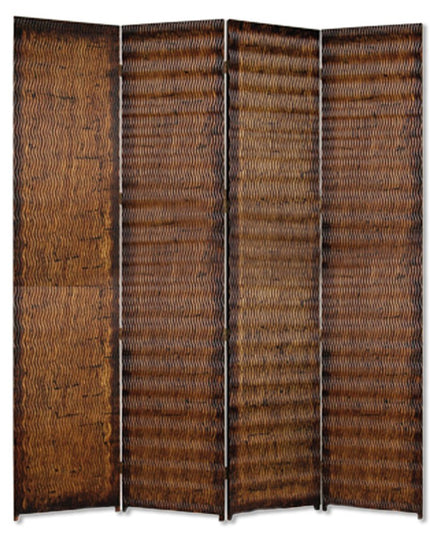 84" Brown Wood Folding Four Panel Screen Room Divider