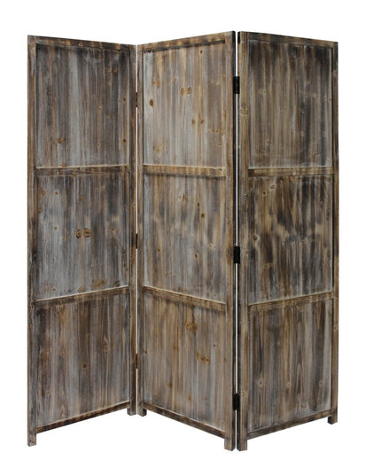 1" x 63" x 72" Brown 3 Panel Solid Wood Fortress  Screen