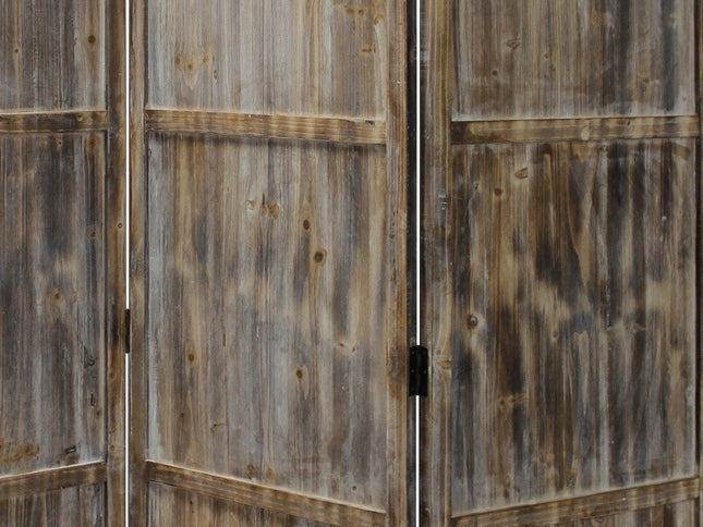 72" Brown Wood Folding Three Panel Screen Room Divider