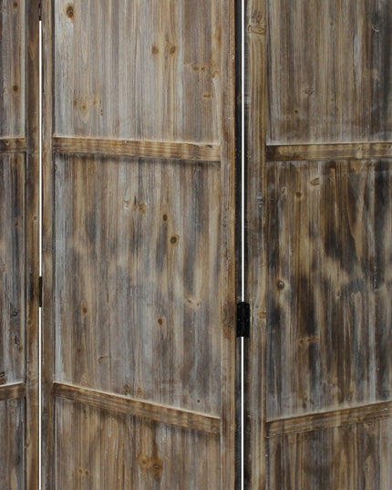 72" Brown Wood Folding Three Panel Screen Room Divider