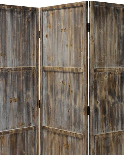 72" Brown Wood Folding Three Panel Screen Room Divider