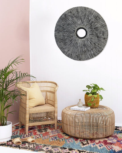 30" X 30" Contemporary Grey Round Rib Wall Art