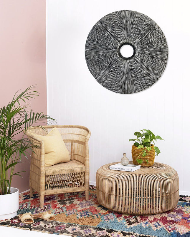 30" X 30" Contemporary Grey Round Rib Wall Art