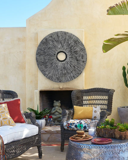 30" X 30" Contemporary Grey Round Rib Wall Art