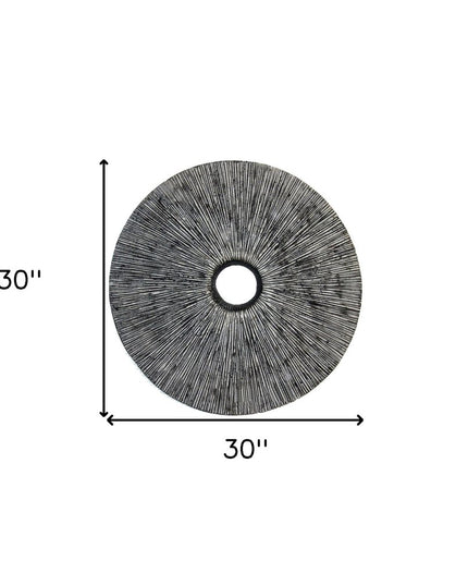 30" X 30" Contemporary Grey Round Rib Wall Art