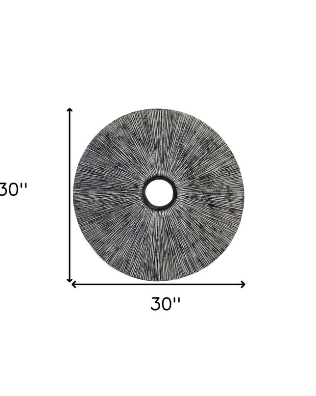 30" X 30" Contemporary Grey Round Rib Wall Art