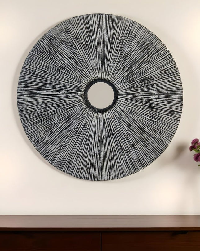 30" X 30" Contemporary Grey Round Rib Wall Art