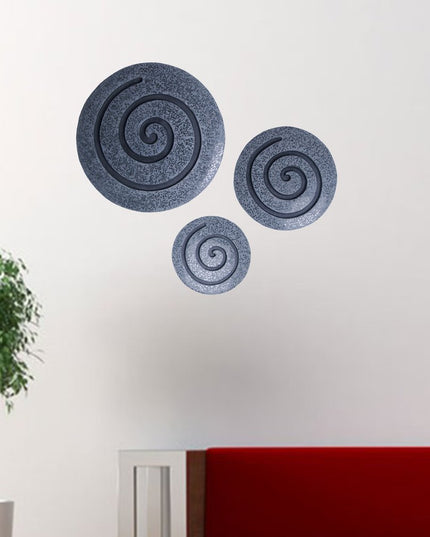 14" X 14" X 2" Gray Round Modern Spiral Wall Art