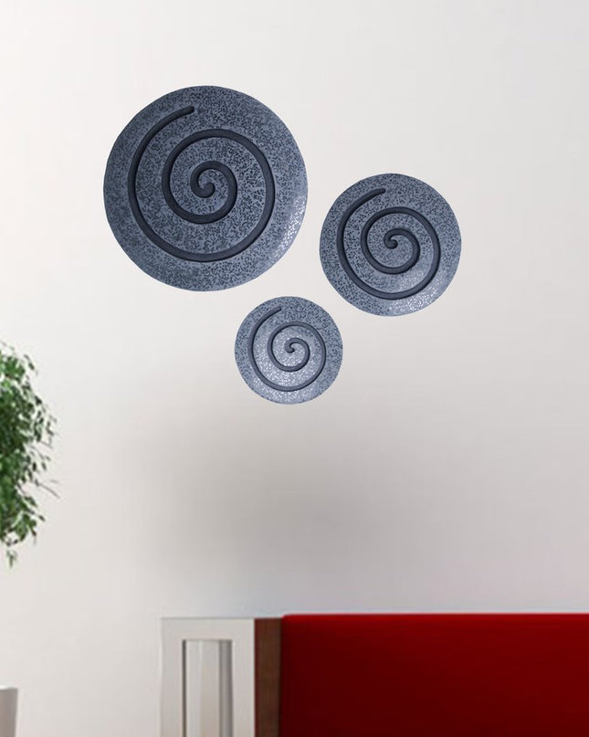 14" X 14" X 2" Gray Round Modern Spiral Wall Art