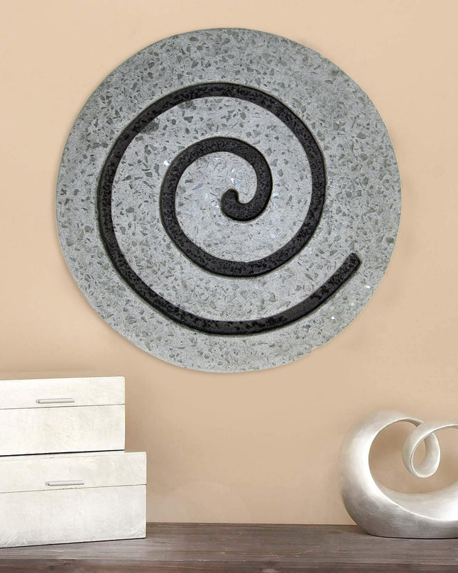 19" X 19" X 2" Gray Round Modern Spiral Wall Art