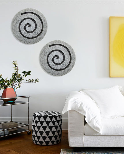 19" X 19" X 2" Gray Round Modern Spiral Wall Art