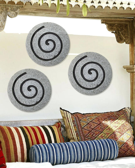 19" X 19" X 2" Gray Round Modern Spiral Wall Art