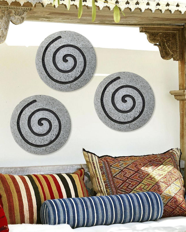 19" X 19" X 2" Gray Round Modern Spiral Wall Art