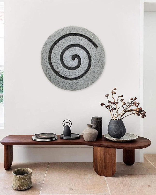 28" X 28" X 2" Gray Round Modern Spiral Wall Art