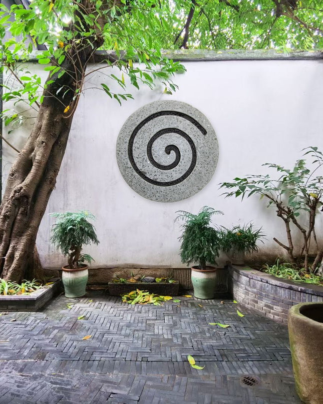 28" X 28" X 2" Gray Round Modern Spiral Wall Art