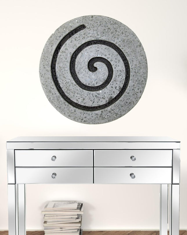 28" X 28" X 2" Gray Round Modern Spiral Wall Art