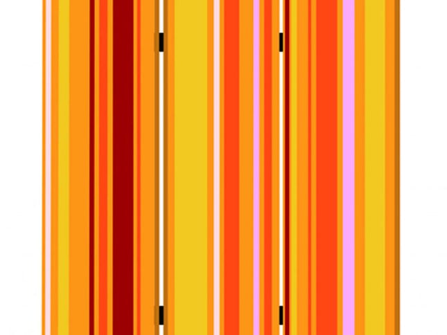 72" Orange And Yellow Canvas Folding Three Panel Screen Room Divider